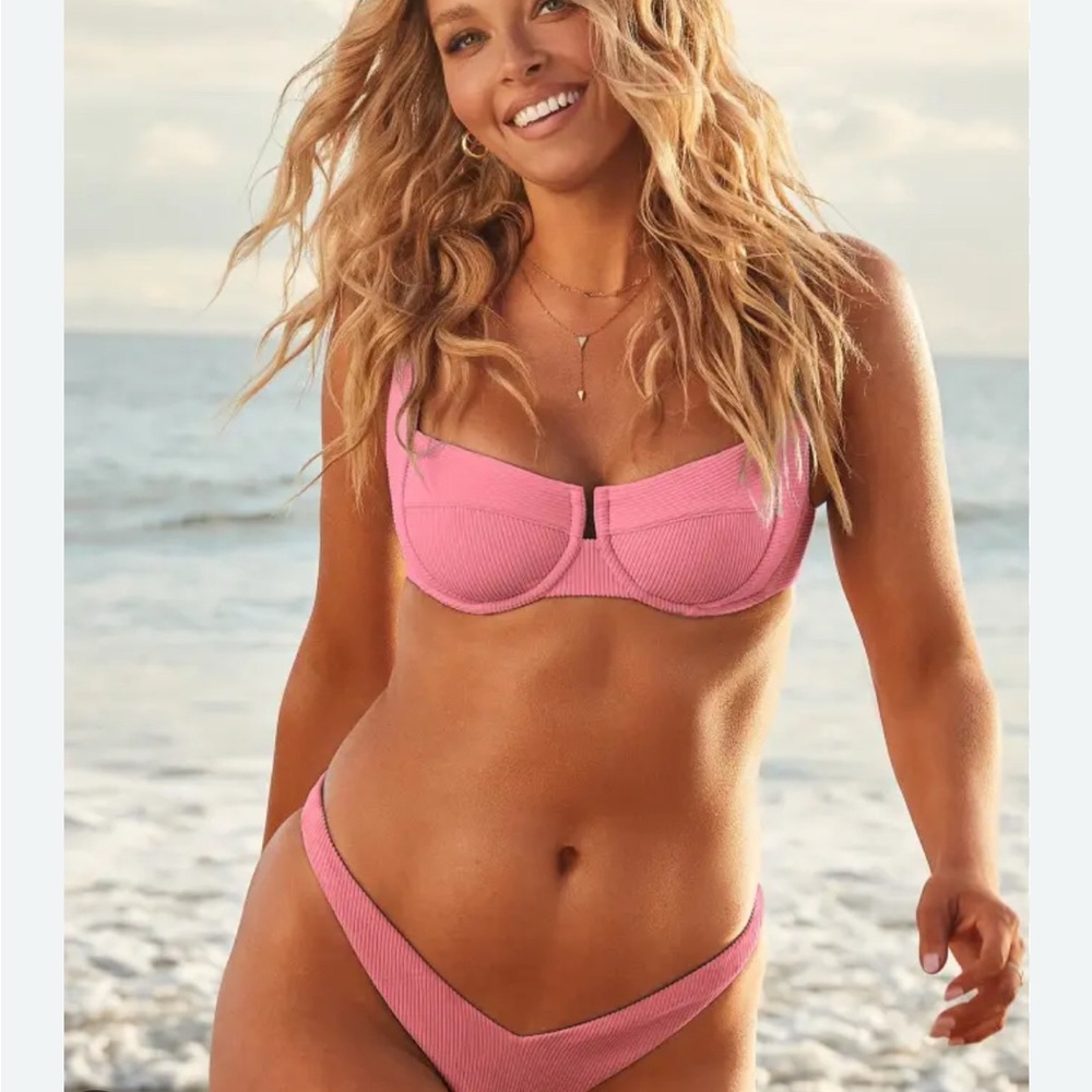 Pink Ribbed Bikini Set NWT